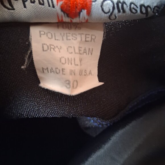 Johnny Suede Pants Men Size 30 Black Blue Stitching Flames Rockabilly Moto - Picture 4 of 15